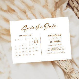 Modern Minimalist Terracotta Calendar Budget Save Invitation
