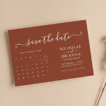 Modern Minimalist Terracotta Calendar Budget Save The Date<br><div class="desc">Modern Minimalist Calendar Budget Terracotta Wedding Save the Date. Easily personalise by replacing each info. Move the circle by clicking the link Customise further. Make sure to check the preview before adding to cart.</div>