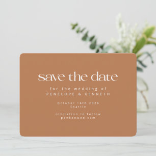 Modern Minimalist Terracotta Chic Simple Wedding Save The Date
