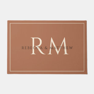 Modern Minimalist Terracotta Couple Monogram Doormat