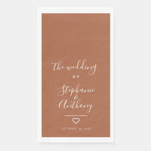 Modern Minimalist Terracotta Heart Wedding Napkin