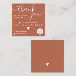 Modern minimalist terracotta order thank you square business card