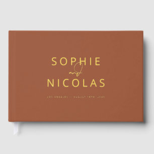 Modern Minimalist Terracotta Photo Wedding Guest Book