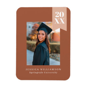 Modern Minimalist Terracotta Ribbon Grad Photo A Magnet