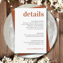 Modern Minimalist Terracotta Rust Wedding DETAILS