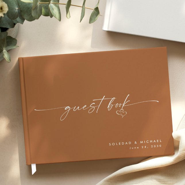 Modern Minimalist Terracotta Script Wedding  Guest Book (Creator Uploaded)