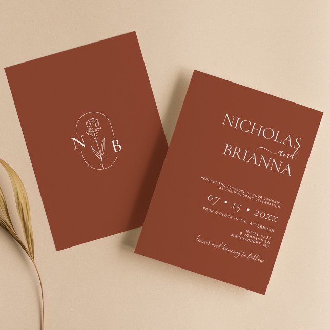 Modern Minimalist Terracotta Wedding Invitation (Creator Uploaded)
