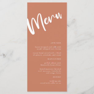 Modern Minimalist Terracotta Wedding Menu