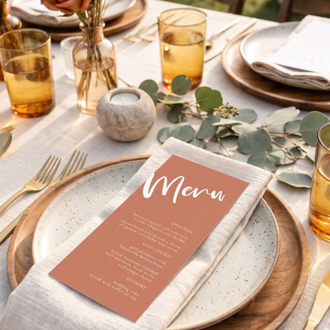 Modern Minimalist Terracotta Wedding Menu (Creator Uploaded)