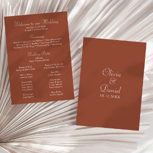 Modern Minimalist Terracotta Wedding Program Programme