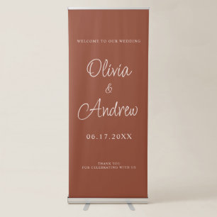 Modern Minimalist Terracotta Wedding Welcome Retractable Banner