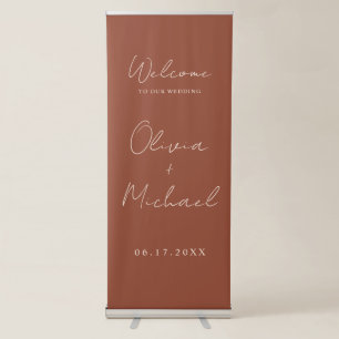 Modern Minimalist Terracotta Wedding Welcome Retractable Banner