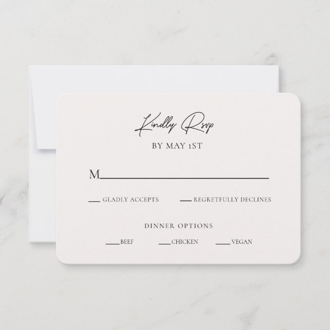 Modern Minimalist Textured RSVP Enclosure Card (Front)