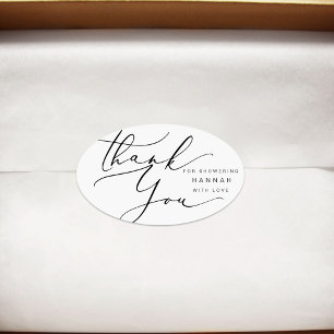 Modern Minimalist Thank you Bridal Shower  Oval Sticker