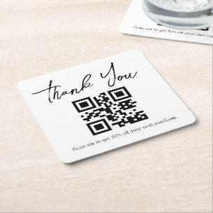 modern minimalist thank you business qr code square paper coaster