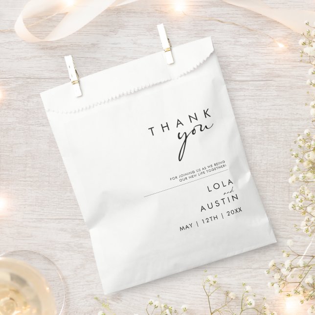 Modern Minimalist Thank You Favour Bag (Clipped)