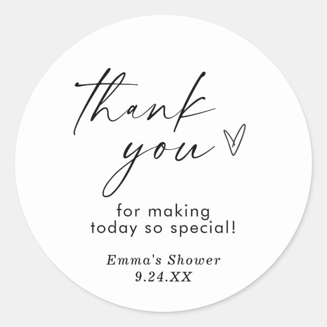 Modern Minimalist Thank You Favour Sticker (Front)