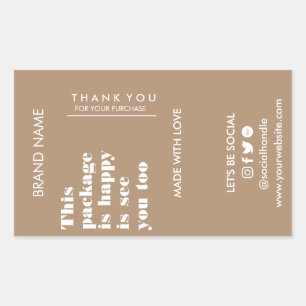 Modern Minimalist Thank You for Your Purchase Busi Rectangular Sticker