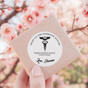 Modern Minimalist Thank you Graduation party Favou Classic Round Sticker