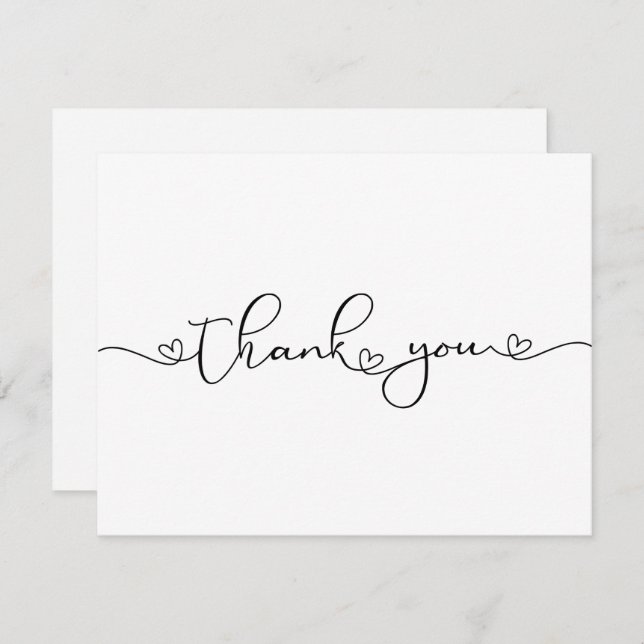 Modern Minimalist Thank You Heart Custom Card (Front/Back)