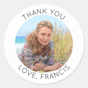 Modern Minimalist Thank You Photo Classic Round Sticker
