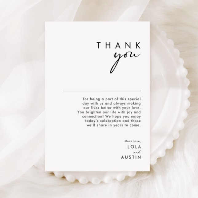 Modern Minimalist Thank You Reception Card (Creator Uploaded)