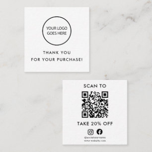 Modern Minimalist Thank You Socials QR Code Discount Card