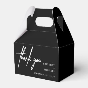Modern Minimalist Thank You Wedding Black Favour Box