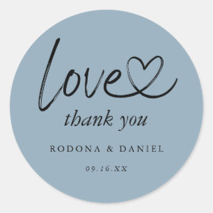 Modern Minimalist Thank You Wedding Dusty Blue Classic Round Sticker