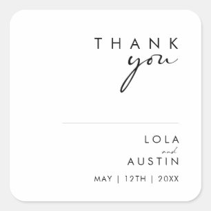 Modern Minimalist Thank You Wedding Favour Sticker