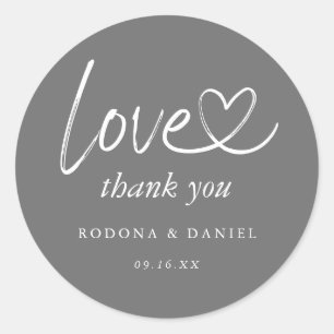 Modern Minimalist Thank You Wedding Grey Classic Round Sticker