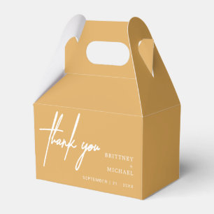 Modern Minimalist Thank You Wedding Mustard Yellow Favour Box