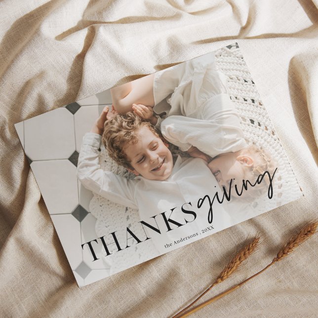 Modern Minimalist Thanksgiving Photo Postcard (Creator Uploaded)