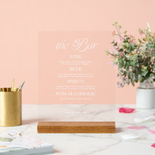 Modern Minimalist The Bar Wedding Menu Sign