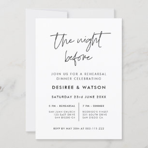 Modern Minimalist The night before rehearsal Invitation