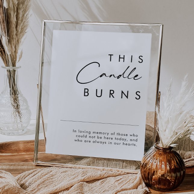 Modern Minimalist This Candle Burns Wedding Sign (Creator Uploaded)