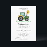Modern Minimalist Tractor birthday Party Invitation<br><div class="desc">Minimalist Tractor theme. This adorable invite features minimalist graphics. The text is fully customisable. You can change colours and styles of fonts.</div>