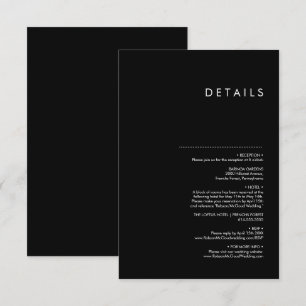 Modern Minimalist Traditional Black Wedding Enclosure Card