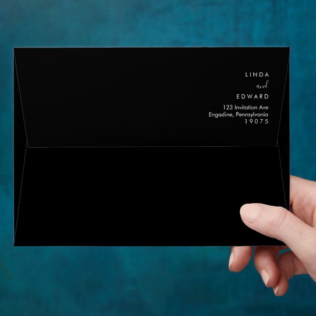 Modern Minimalist Traditional  Black Wedding Envelope (Hand)