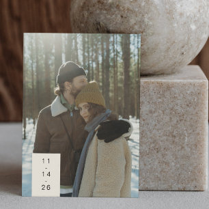 Modern Minimalist Trendy Couple Two Photo Save The Date