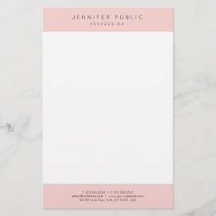 Modern Minimalist Trendy Elegant Blush Pink White Stationery