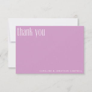 Modern Minimalist Trendy Purple Custom Wedding Tha Thank You Card