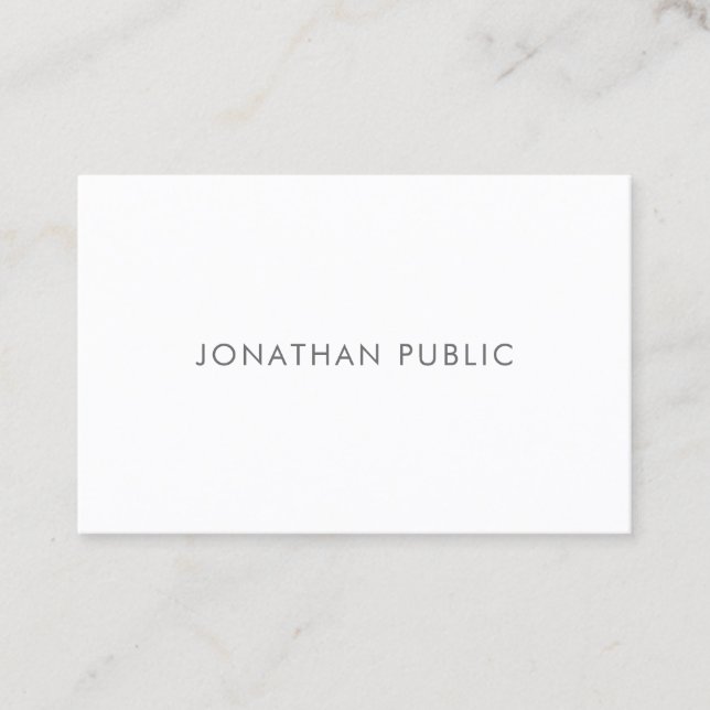 Modern Minimalist Trendy Simple Plain Fashionable Business Card (Front)