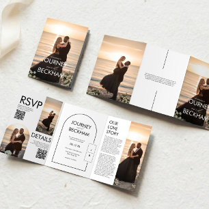 Modern Minimalist Trifold Photo Wedding Invitation
