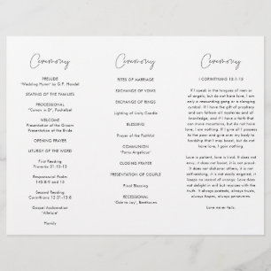 Modern Minimalist Trifold Wedding Program Flyer