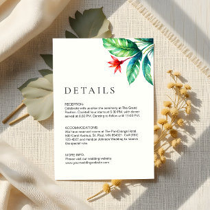 Modern Minimalist Tropical Greenery Leaf Wedding Enclosure Card