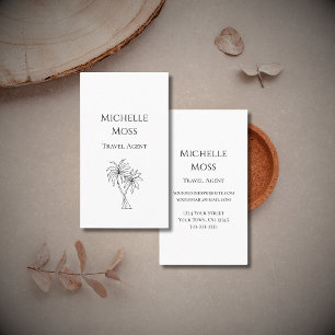 Modern Minimalist Tropical Palm Trees Drawing Business Card