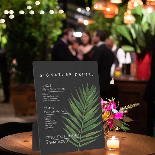 Modern Minimalist Tropical Signature Drink Bar Pla Plaque (Creator Uploaded)