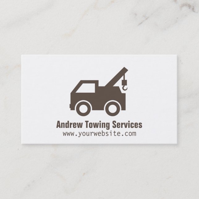 Modern Minimalist Truck Towing Services Business Card (Front)