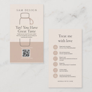 Modern Minimalist Tumbler Care Card with Barcode